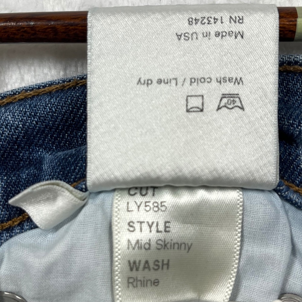 Reformation Mid Skinny Jeans Womens 26x29 Blue Rhine Wash Stretch Made in USA - Picture 6 of 14